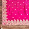 Aqua Blue Chanderi Unstitched Suit With Contrast Dupatta