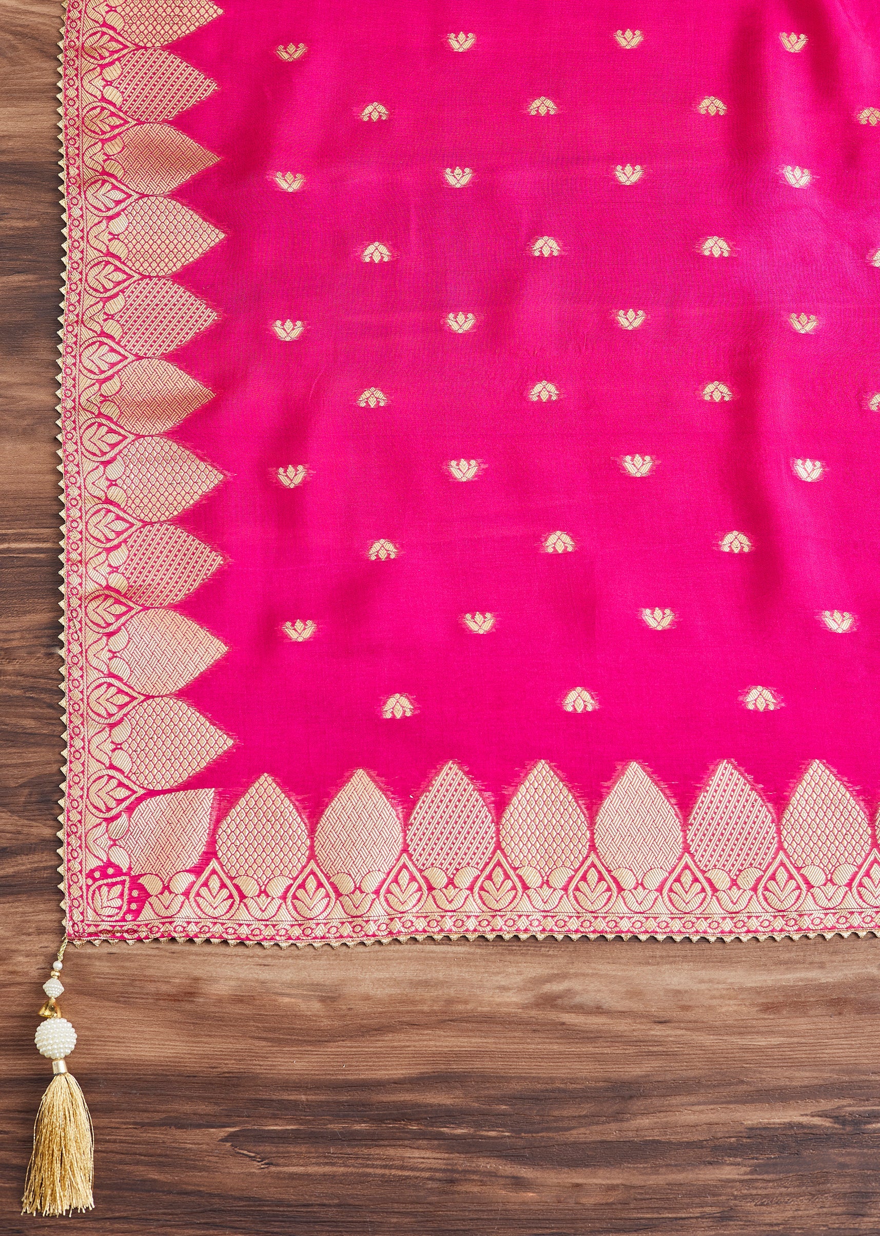Aqua Blue Chanderi Unstitched Suit With Contrast Dupatta