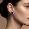 Blue Studded Earrings With Stone Detail Work