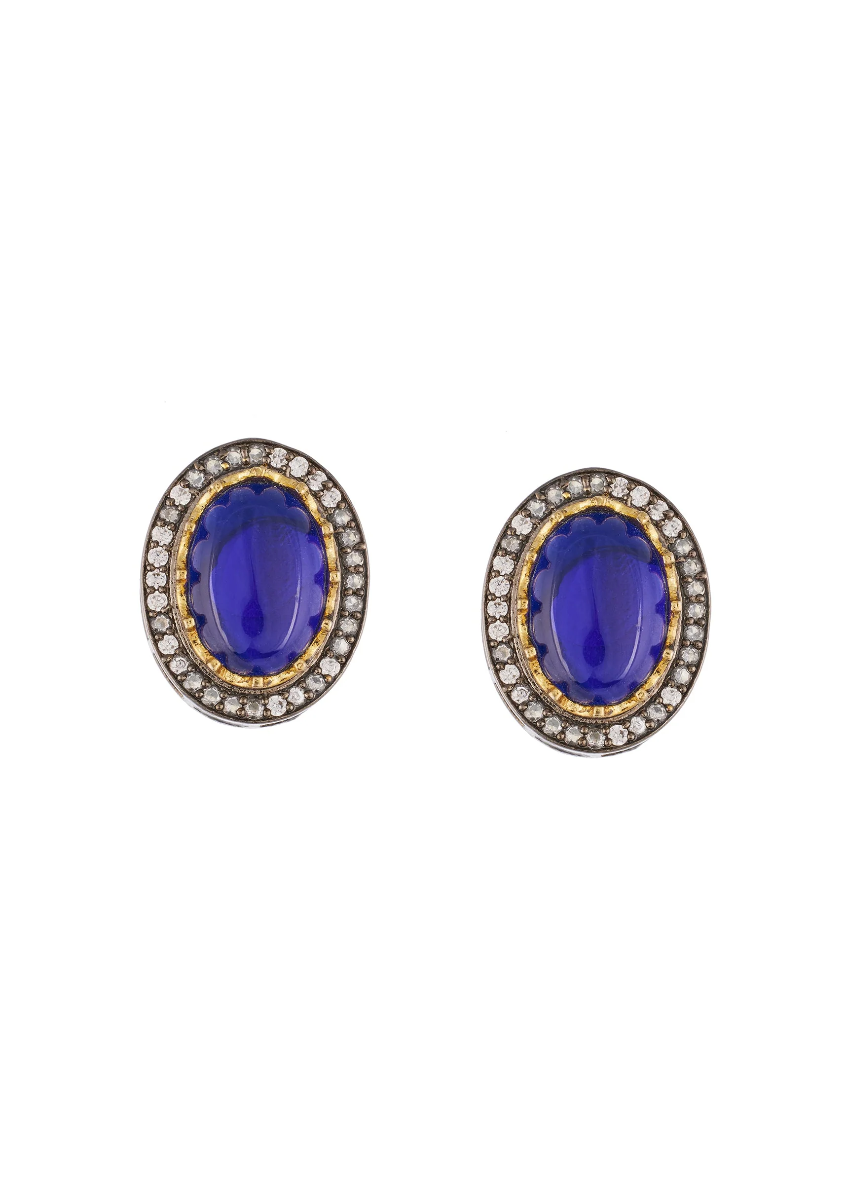 Blue Studded Earrings With Stone Detail Work