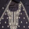 Navy Blue Satin Unstitched Suit With Dupatta