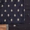 Navy Blue Satin Unstitched Suit With Dupatta