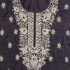 Navy Blue Satin Unstitched Suit With Dupatta