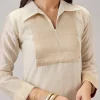 Off White Weaved Chanderi Kurta Set
