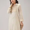 Off White Weaved Chanderi Kurta Set