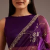 Purple Organza Tissue Ready To Wear Saree With Sequins And Cutdana Jaal