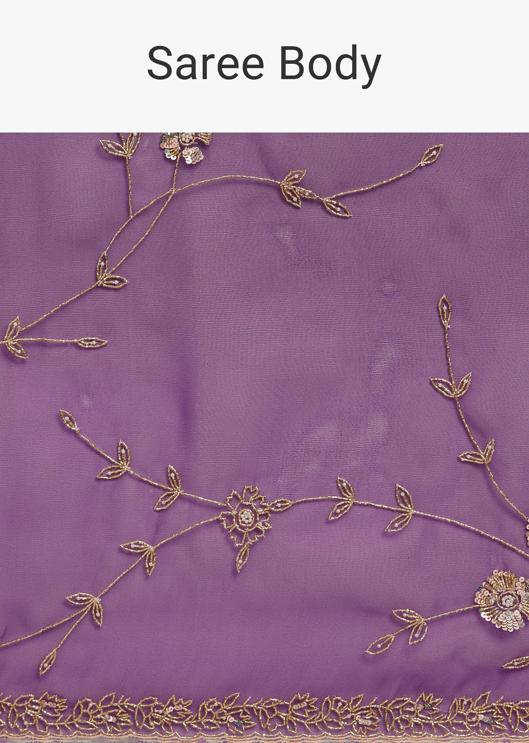 Purple Organza Tissue Ready To Wear Saree With Sequins And Cutdana Jaal