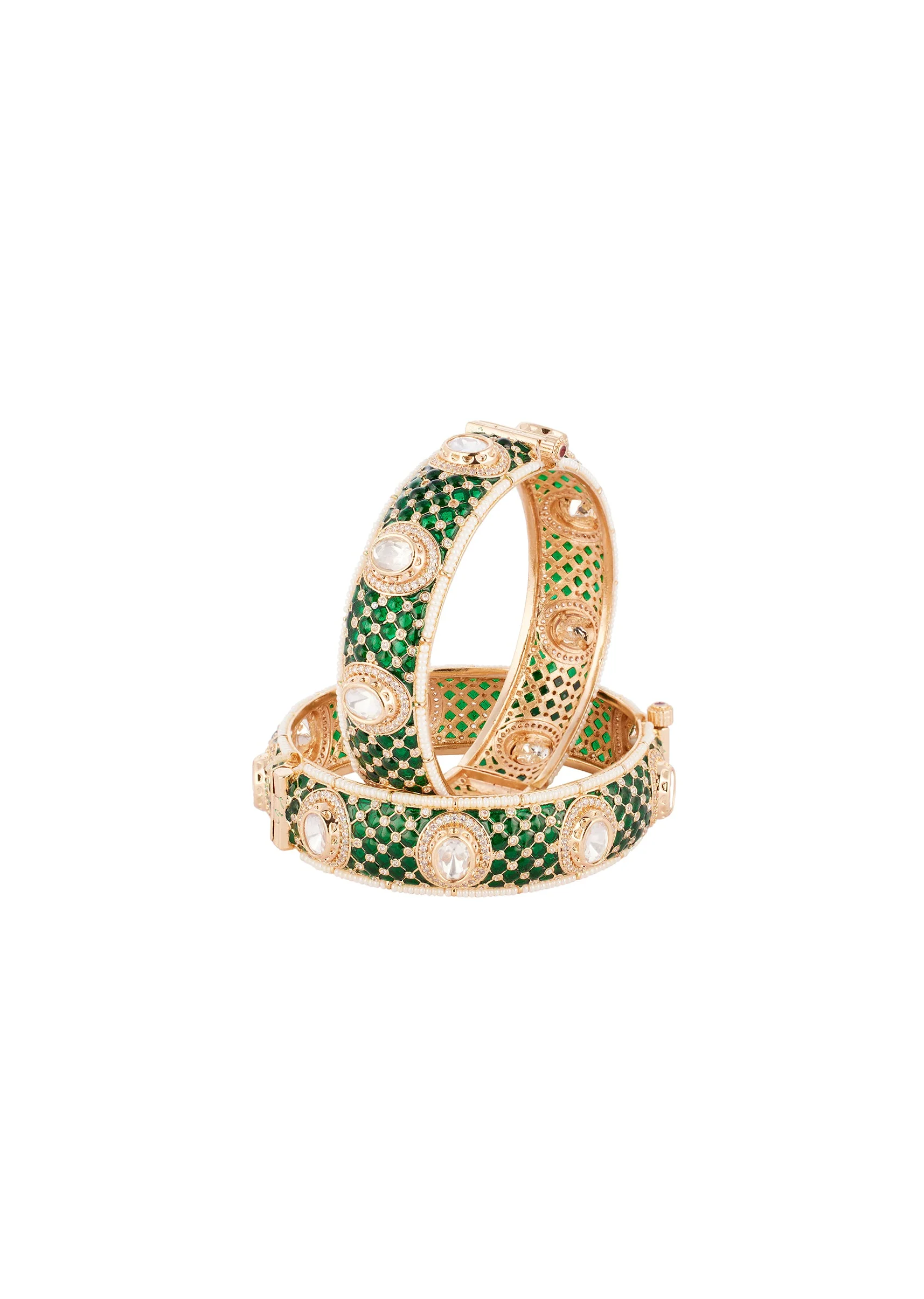 753-gold-finish-bangle-set-in-kundan-polki-with-pearl-detailing-2.webp Gold Finish Bangle Set In Kundan Polki With Pearl Detailing
