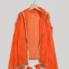 Orange Embroidered Salwar Kameez Set with Jacket