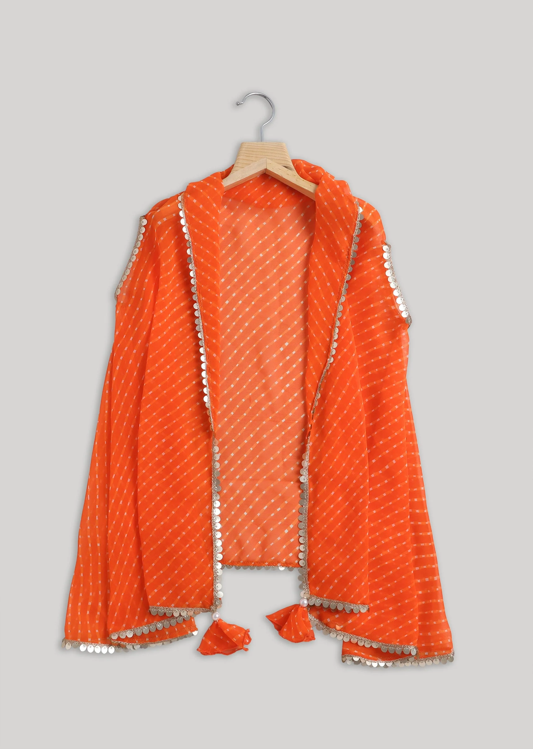 Orange Embroidered Salwar Kameez Set with Jacket