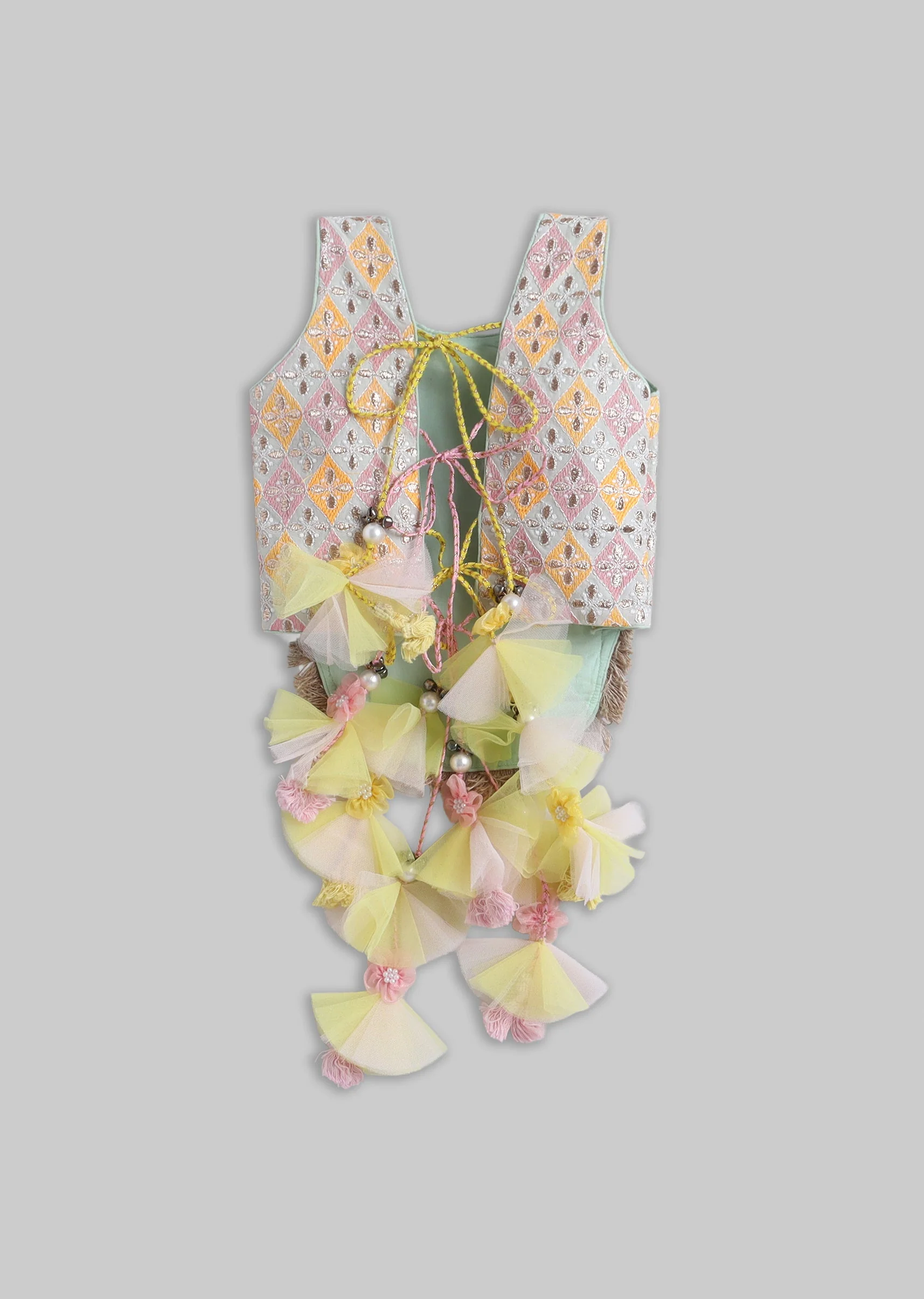 Yellow And Off White Colorblock Salwar Kameez Set