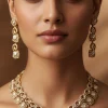 760-jewellery-set-in-gold-finish-polki-with-semi-precious-stones-1.webp Jewellery Set In Gold Finish Polki With Semi Precious Stones