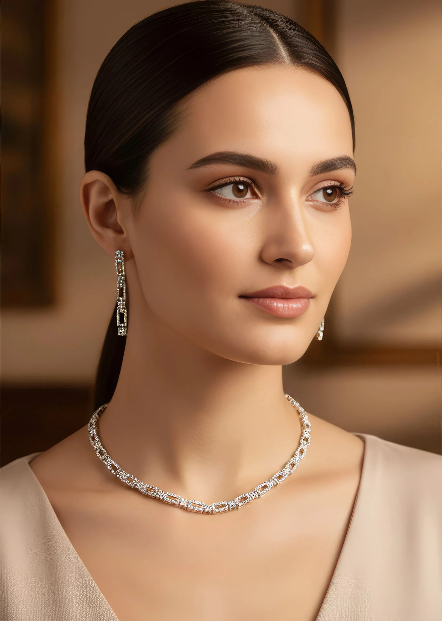 762-silver-finish-necklace-set-with-zircon-detailing-1.webp Silver Finish Necklace Set With Zircon Detailing