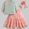 Aqua And Peach Salwar Kameez Set with Dupatta