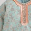 Aqua And Peach Salwar Kameez Set with Dupatta