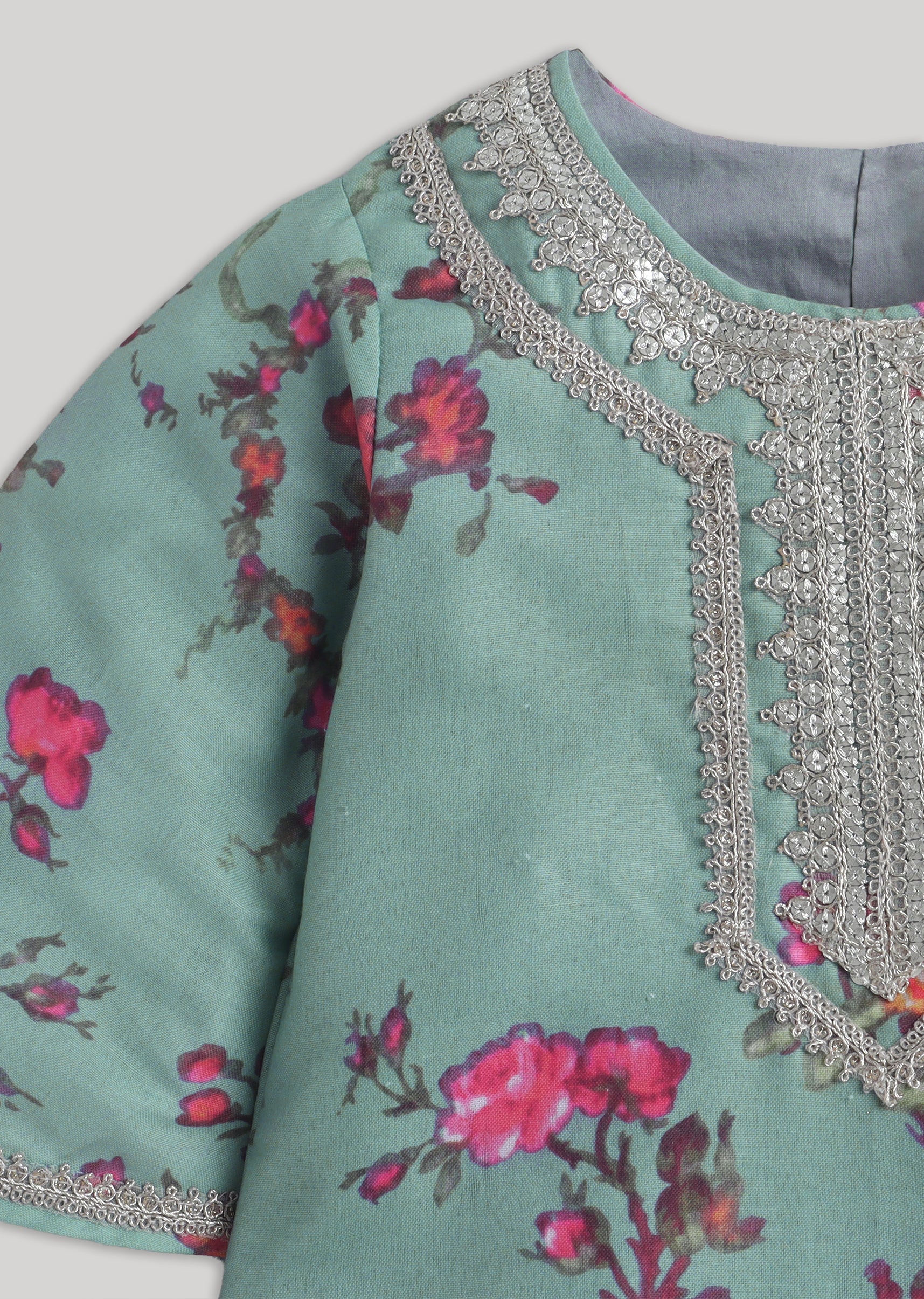 Mint Green Floral Print Salwar Kameez Set with Dupatta