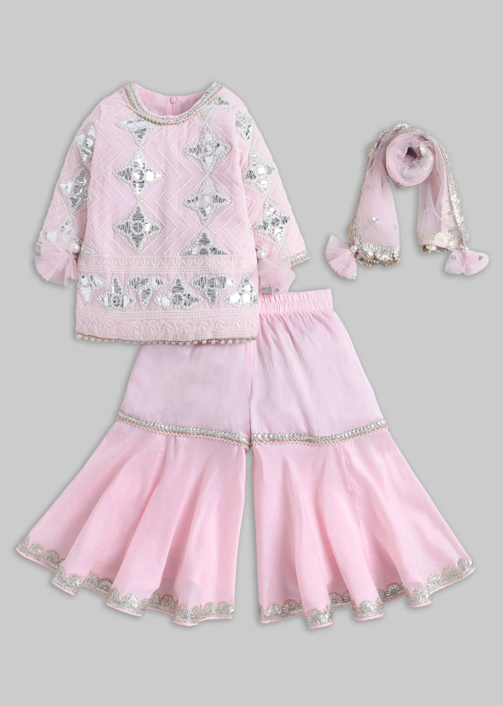 Baby Pink Embroidered Salwar Kameez Set with Dupatta