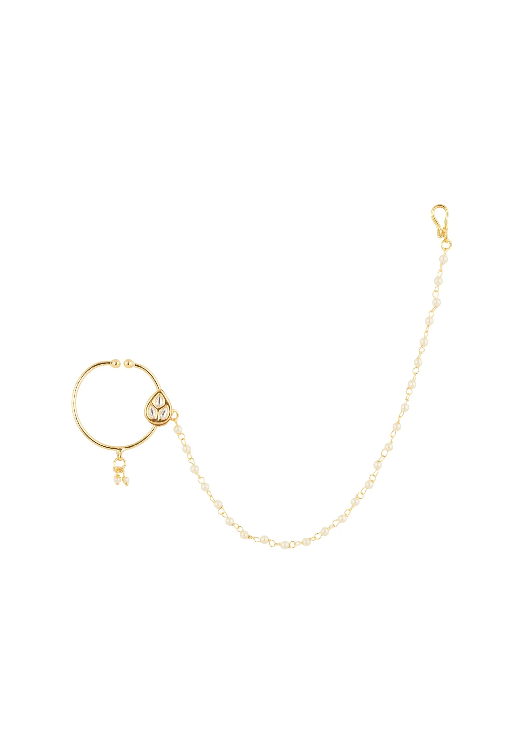 771-gold-white-nose-ring-with-polished-detail-1.webp Gold White Nose Ring With Polished Detail