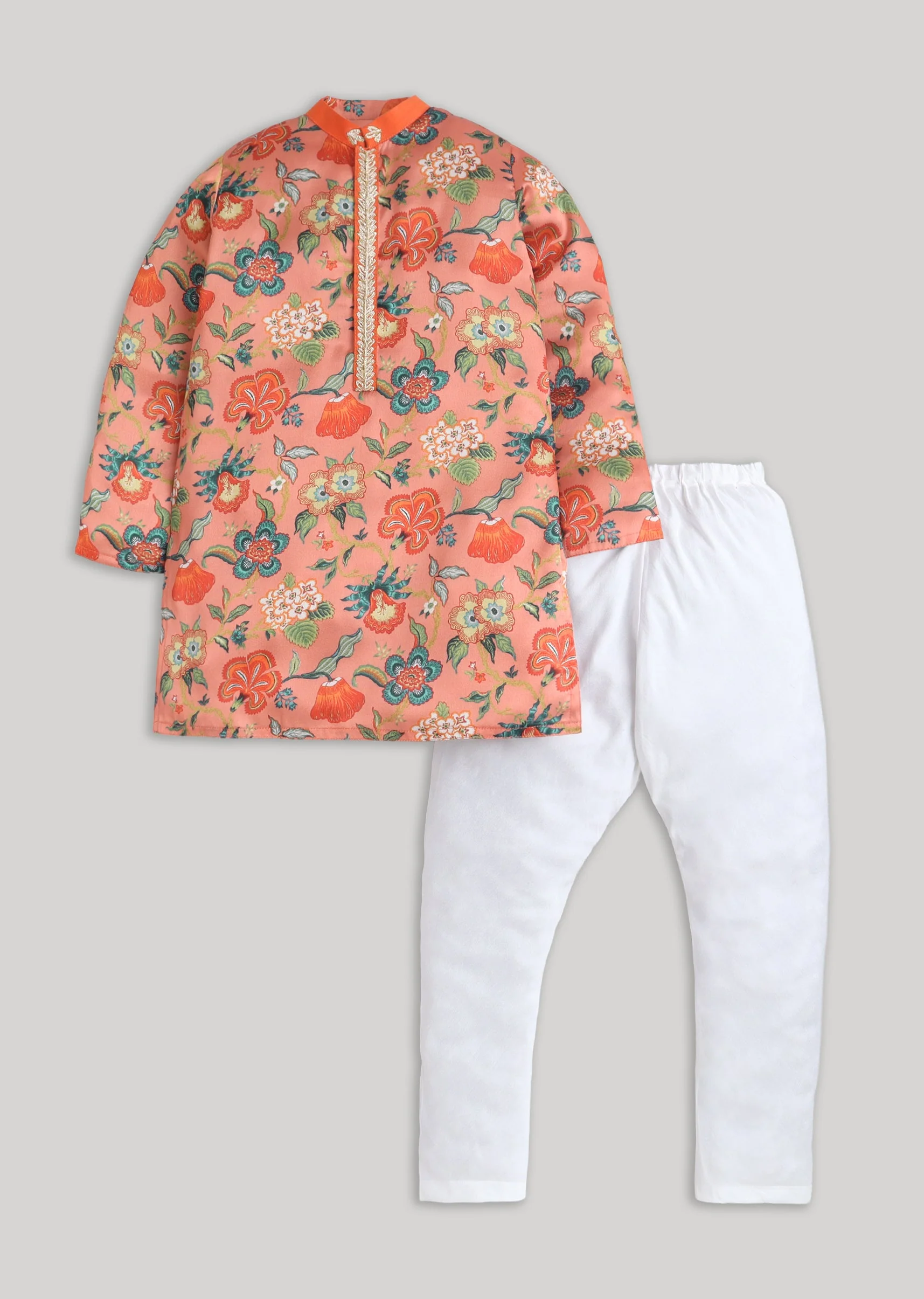 7723-0-3-months-0-3-months-variation-1.webp Orange And White Kids Kurta Set