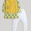 Yellow And White Kids Nehru Jacket Set