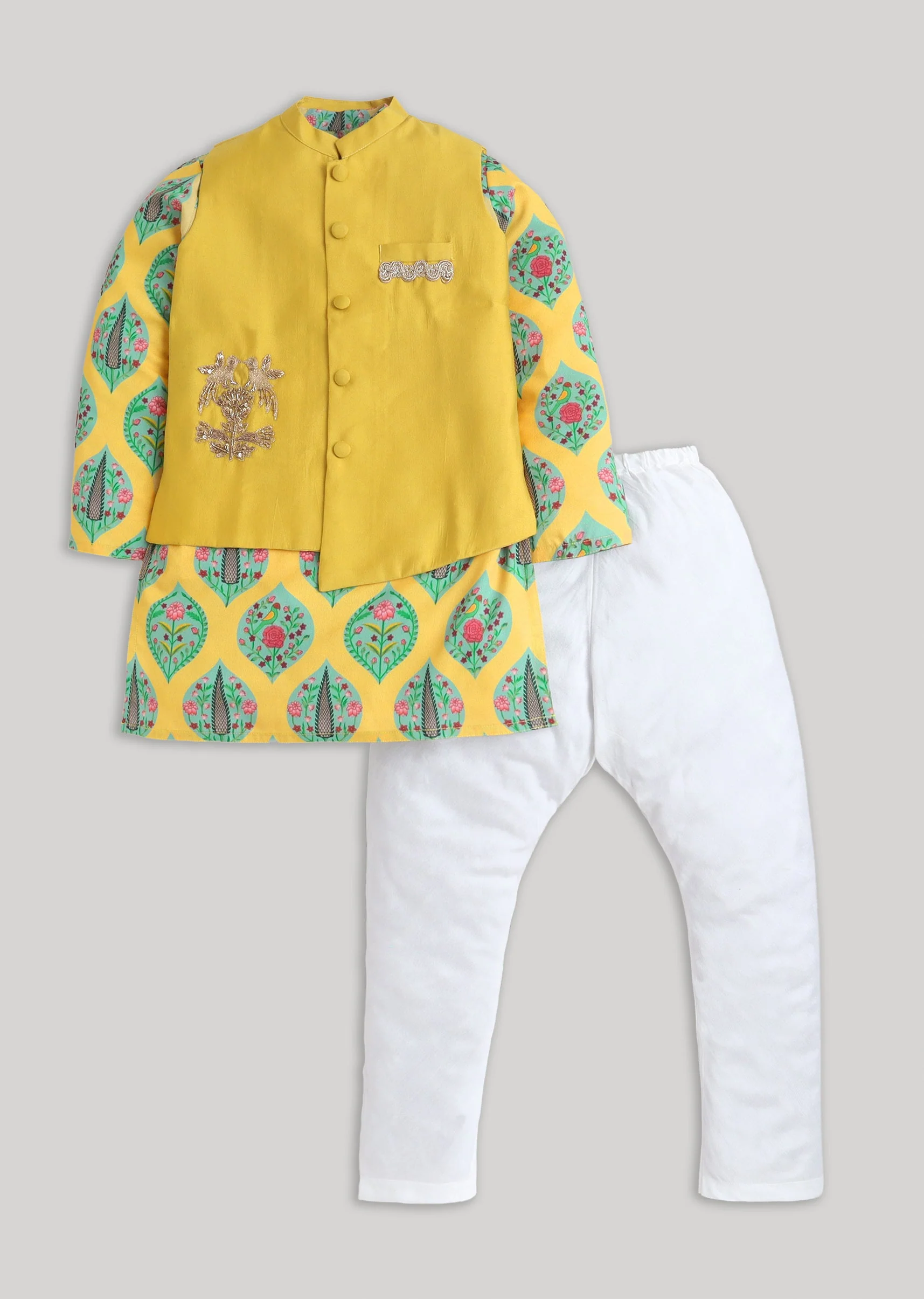 7738-yellow-and-white-kids-nehru-jacket-set-1.webp Yellow And White Kids Nehru Jacket Set