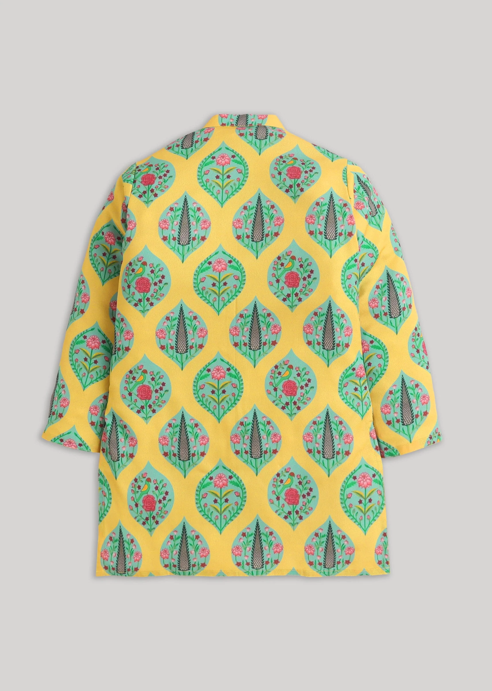 Yellow And White Kids Nehru Jacket Set