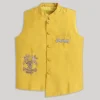 Yellow And White Kids Nehru Jacket Set