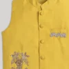 Yellow And White Kids Nehru Jacket Set