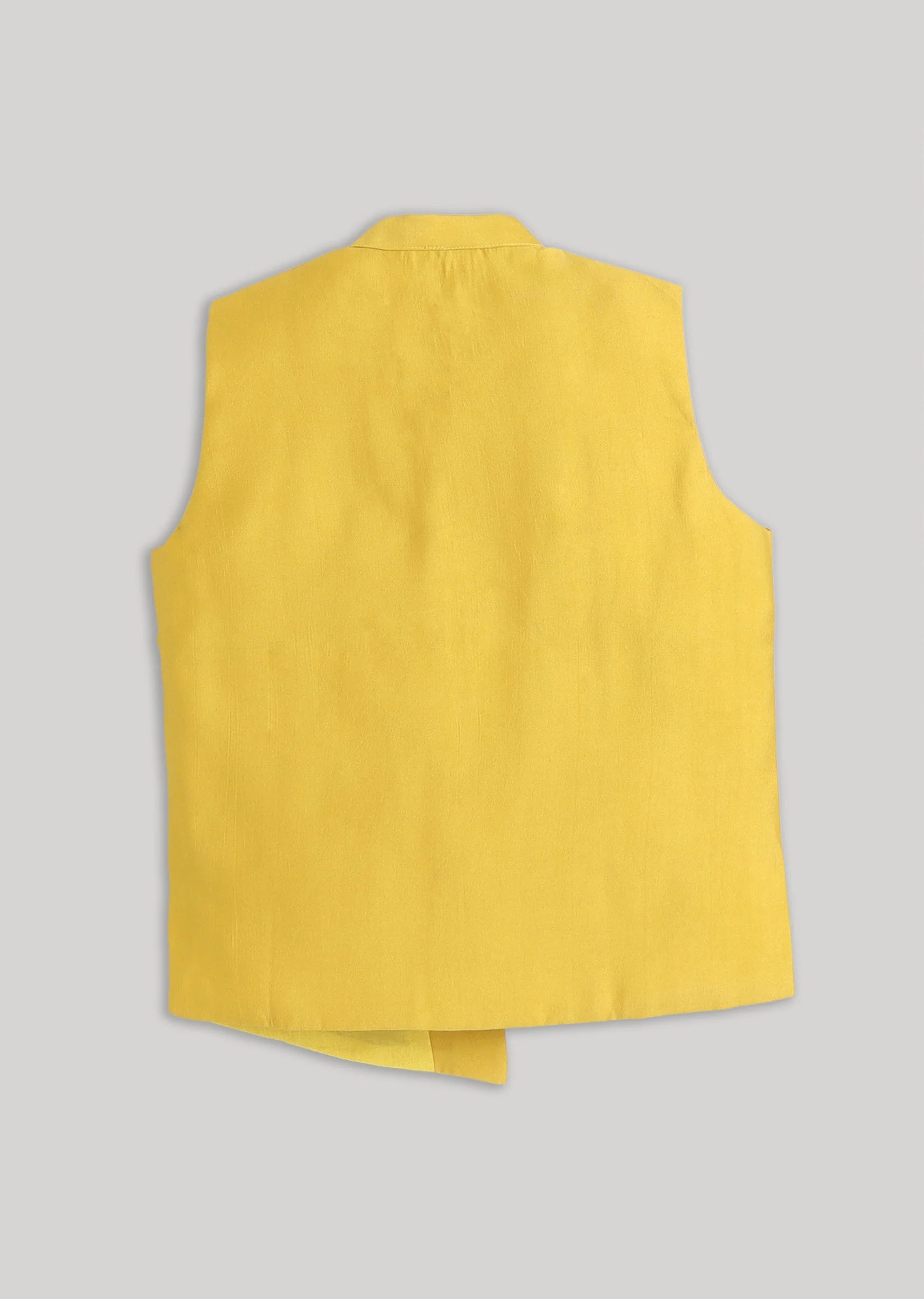 Yellow And White Kids Nehru Jacket Set
