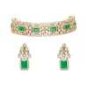 Green And Gold Geometric Pendant Necklace Set
