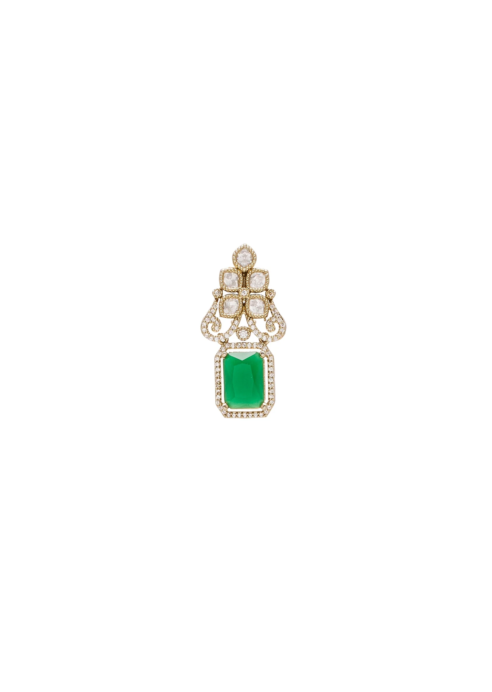 Green And Gold Geometric Pendant Necklace Set
