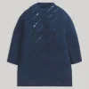 Blue And White Sequins Kids Kurta Set