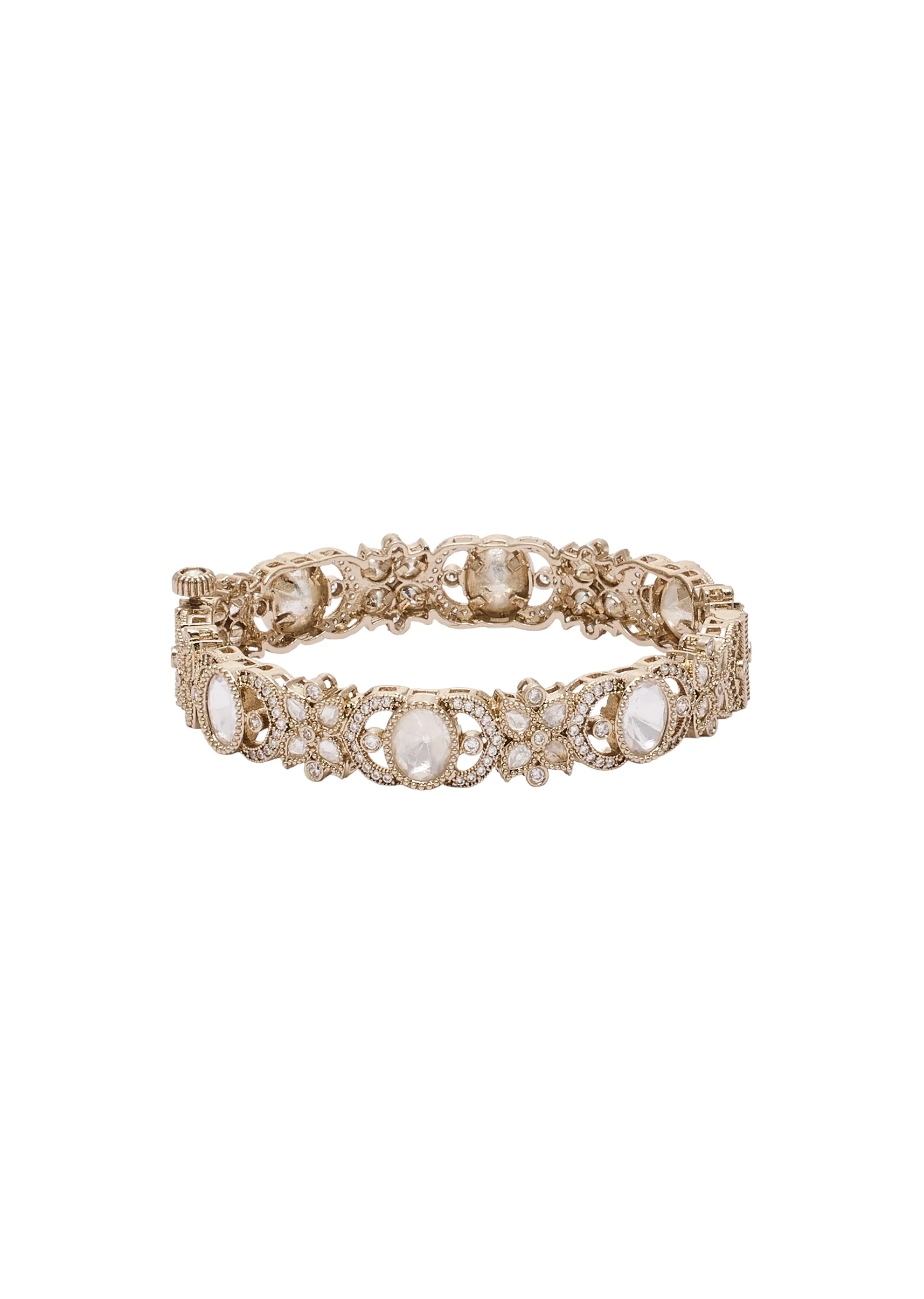 White And Gold Stone Encrusted Bangle Set