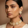 Red And Gold Teardrop Pendant Necklace Set