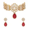 Red And Gold Teardrop Pendant Necklace Set