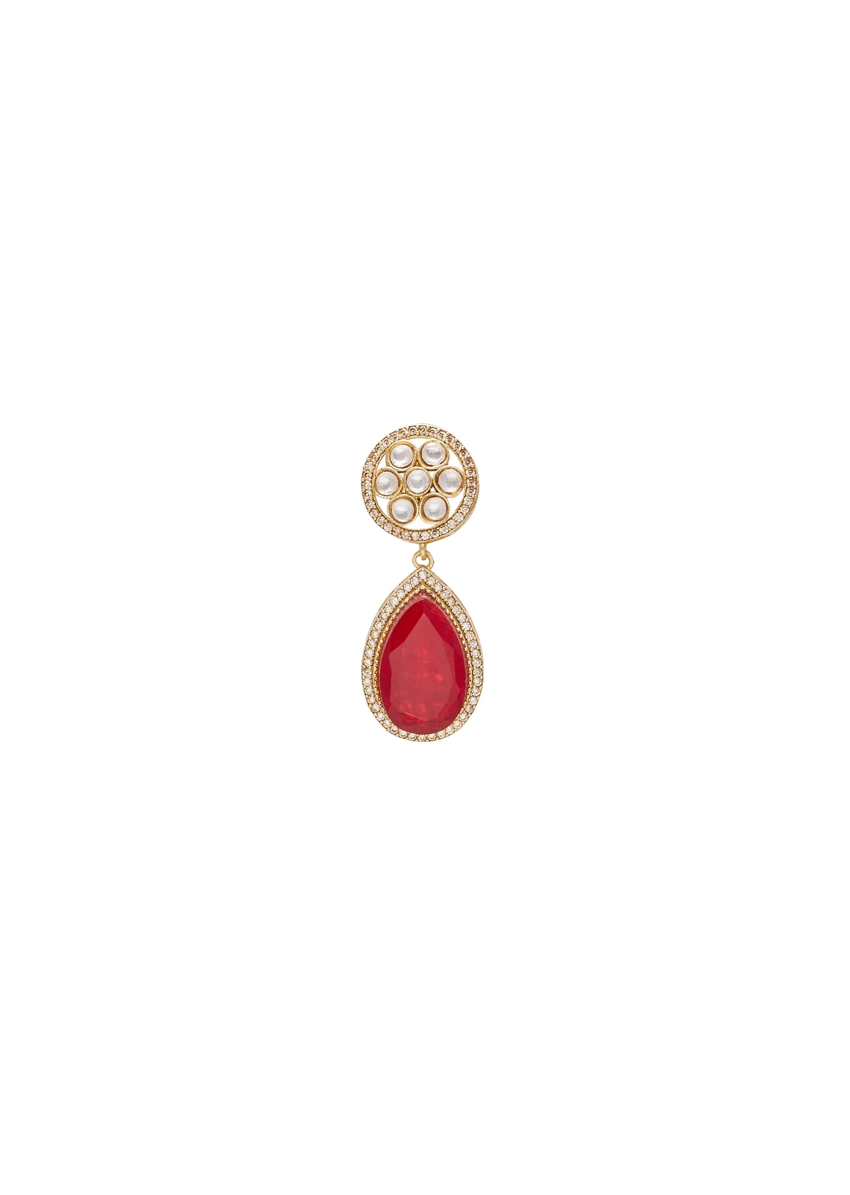 Red And Gold Teardrop Pendant Necklace Set