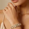 White And Gold Stone Encrusted Cutwork Bangle Set