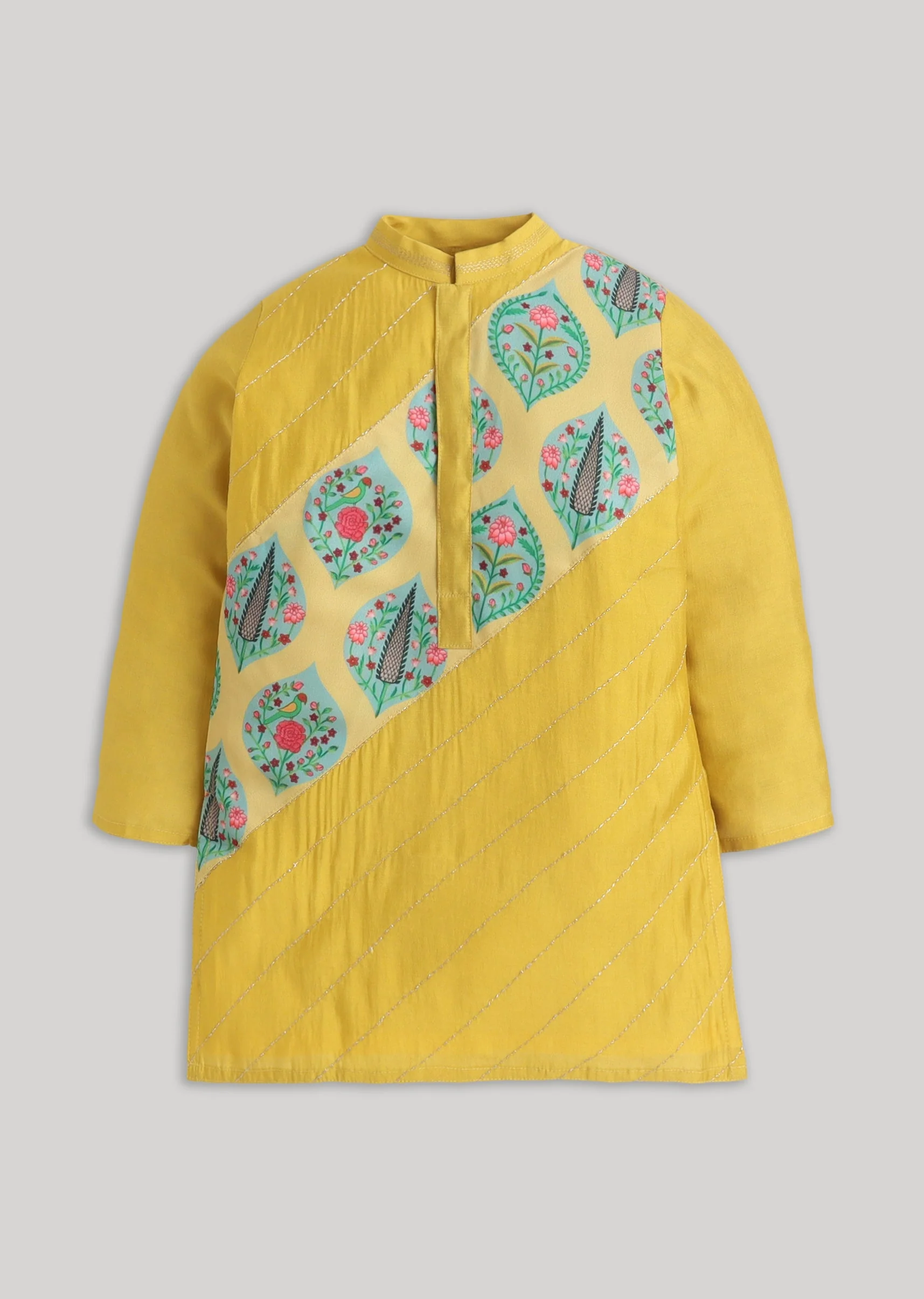 Yellow And White Kids Kurta Set