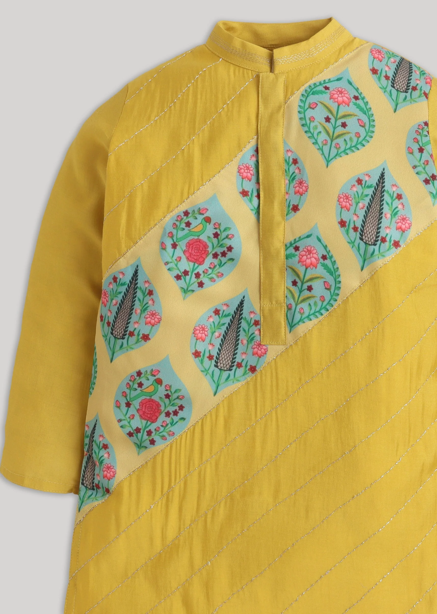 Yellow And White Kids Kurta Set