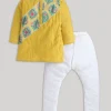 Yellow And White Kids Kurta Set