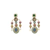 Blue And Pink Stone Statement Earrings