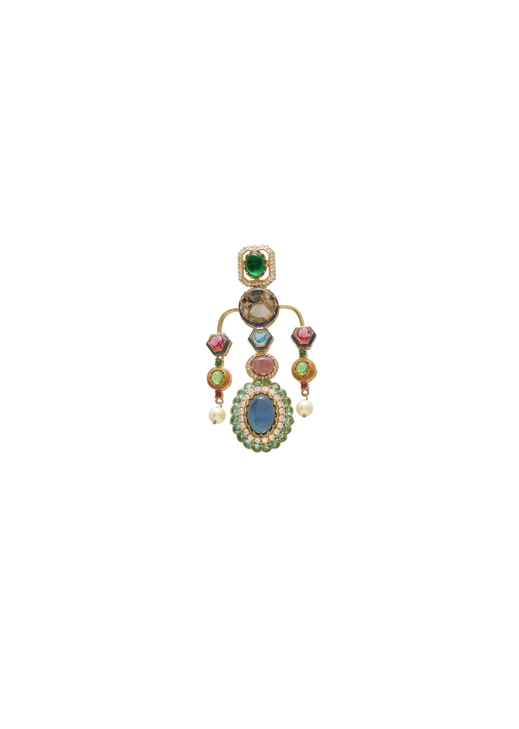 Blue And Pink Stone Statement Earrings