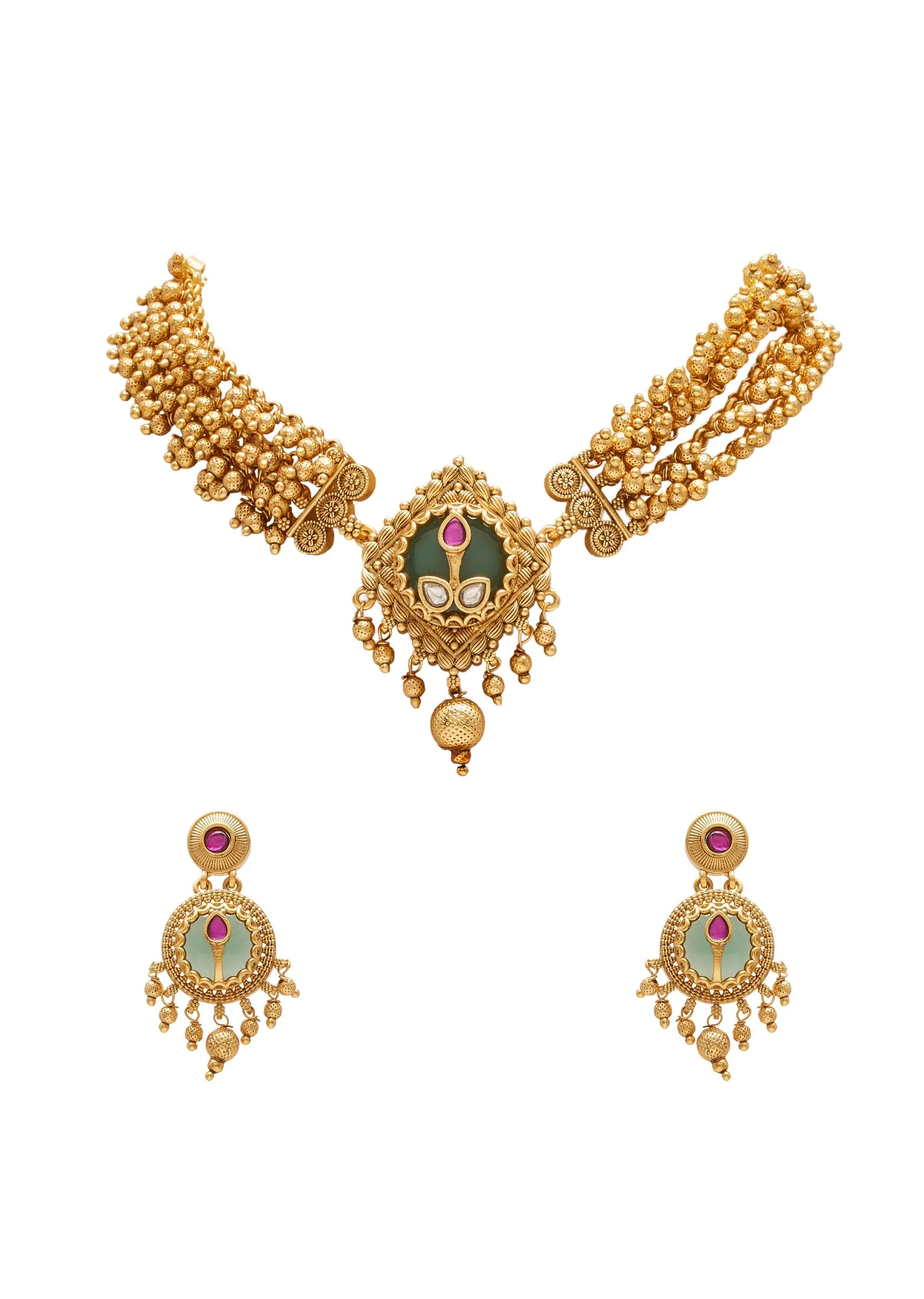 Antique Rajwadi Choker Necklace Set