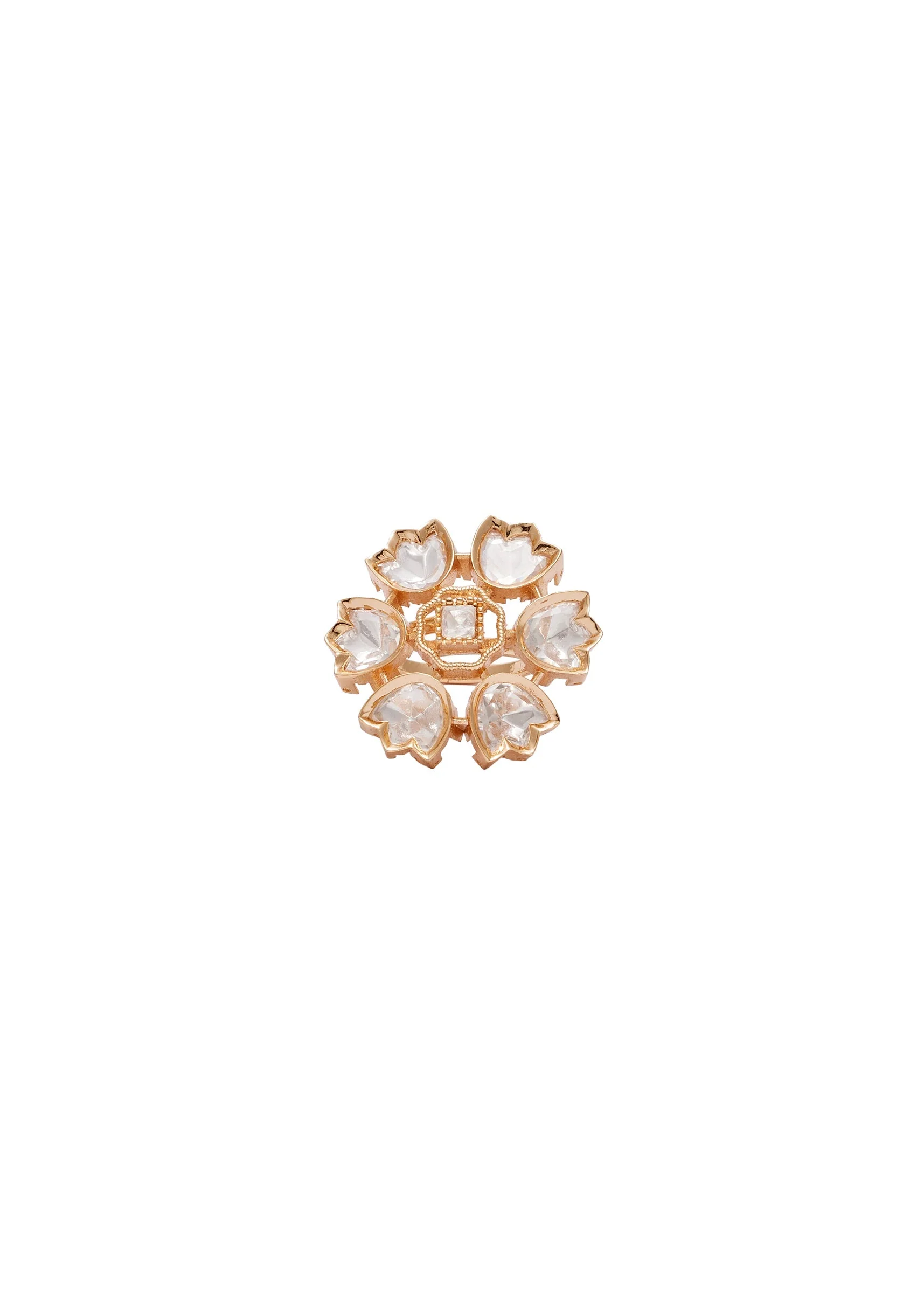 Green Floral Kundan Statement Ring