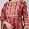 Maroon Chanderi Kurta Set With Sequins Detailing