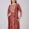 Maroon Chanderi Kurta Set With Sequins Detailing