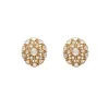 Antique Gold Toned Polki Floral Stud Earrings