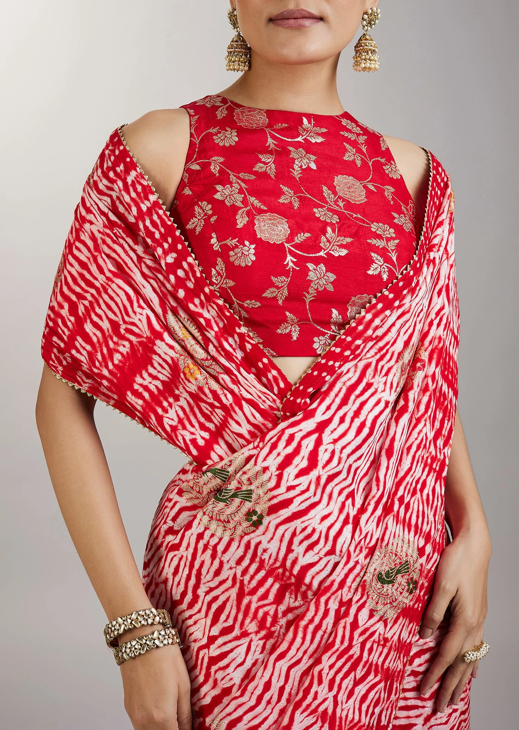 Red Shibori Printed Saree