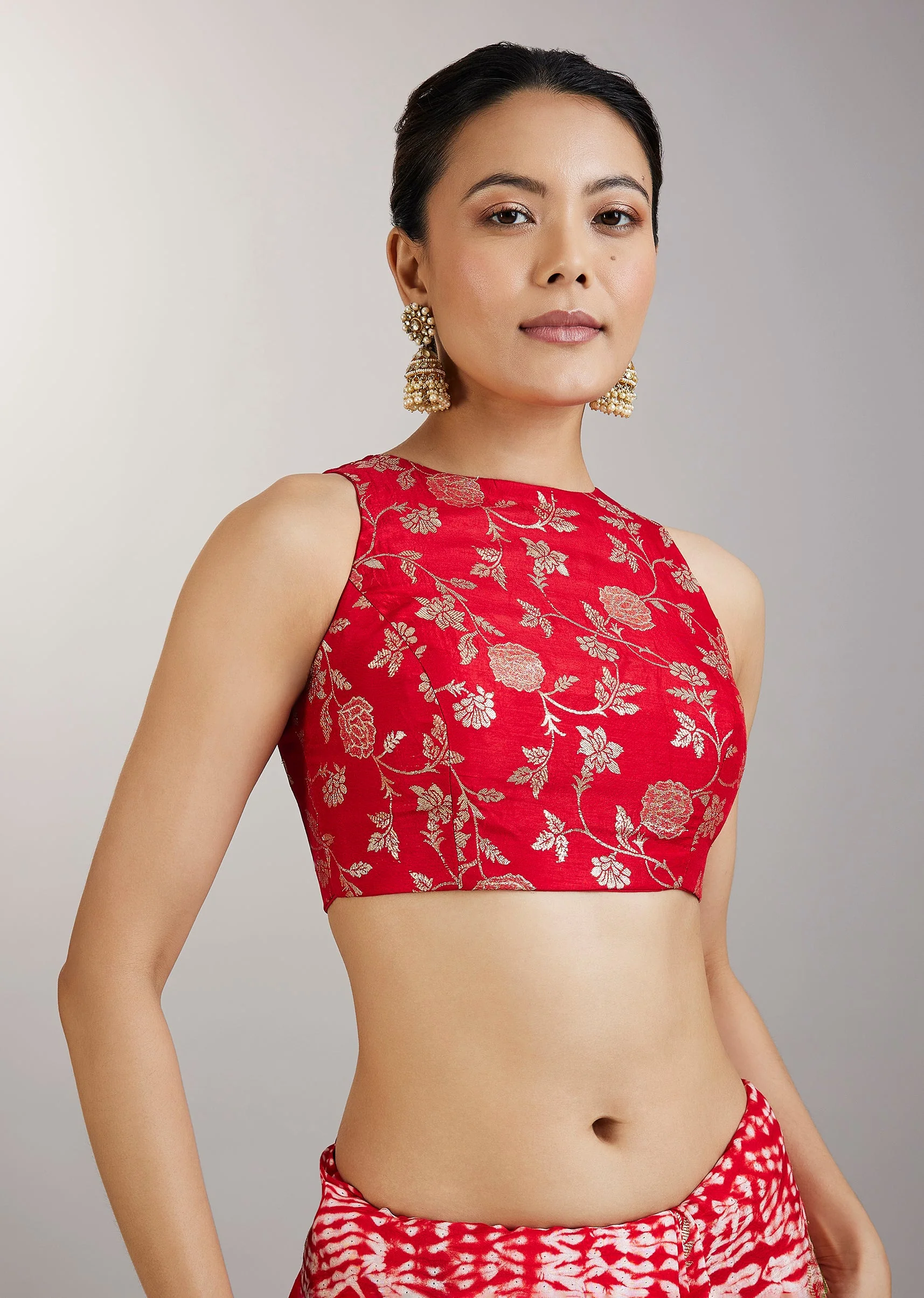 Red Shibori Printed Saree
