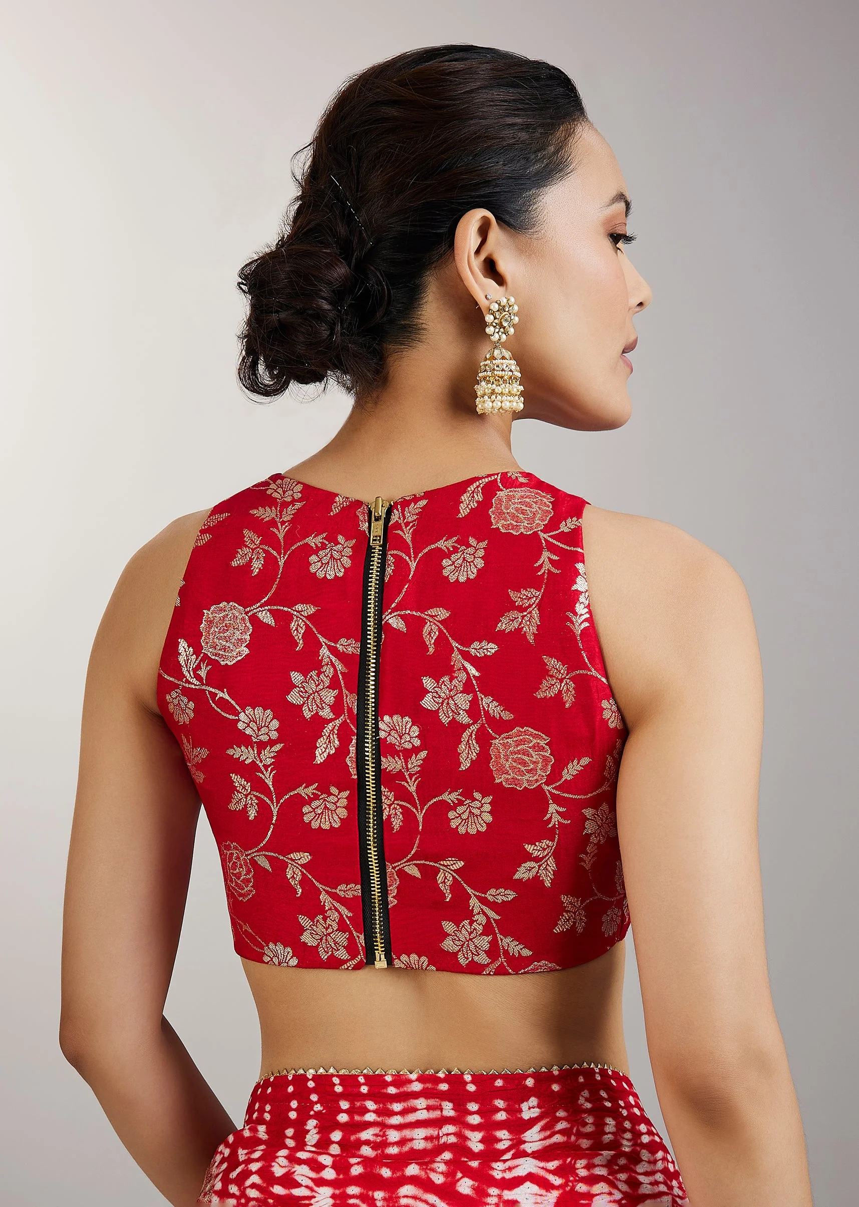 Red Shibori Printed Saree